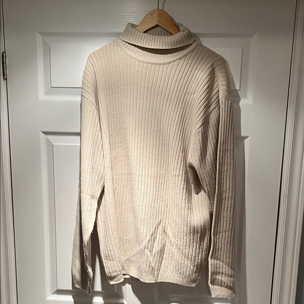 Men's Cream Turtleneck Sweater